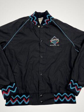 Vintage Gilleys Texas Cafe Southwestern Aztec Western Bomber Jacket Men's L